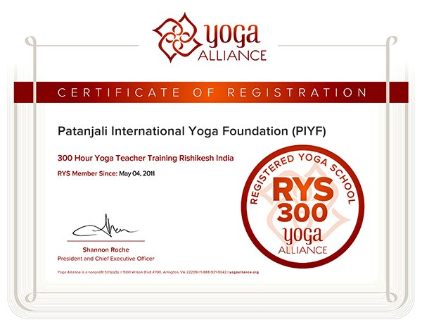 300 YTT Certificate (PIYF)